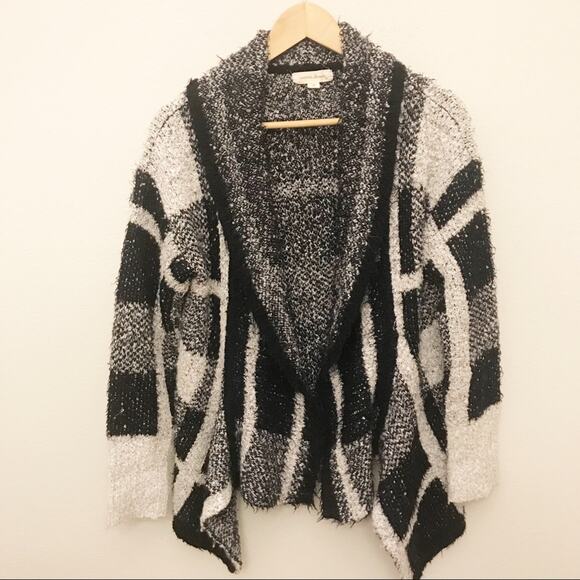 Painted Threads Open Cardigan Black Gray Medium - Picture 2 of 7